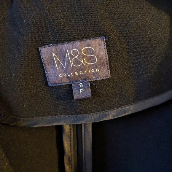 Black Marks and Spencer open front trenchcoat with d-ring belt size UK 8 petite - Picture 7 of 7